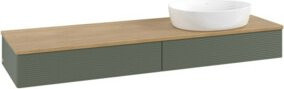 V&B Waschtischunterschrank Antao mit Frontstruktur in Eiche Honig und Lackgrün, B/T: 160 x 50 cm - Bild 1