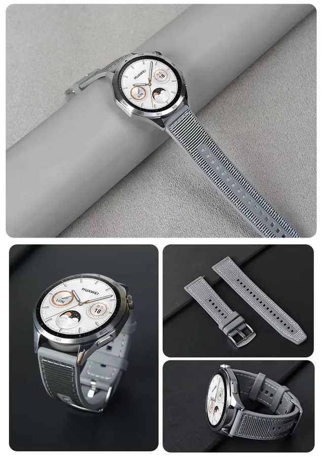 jansin Uhrenarmband Nylon Silikon, Schwarz, für Huawei GT 6 Pro 46mm - Bild 3