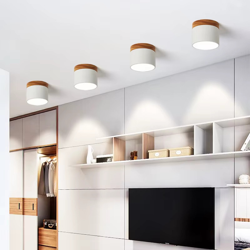 IRALAN Moderne Runde LED-Deckenleuchte in Weiß mit Holzoptik für Wohnzimmer und Flur - Bild 3