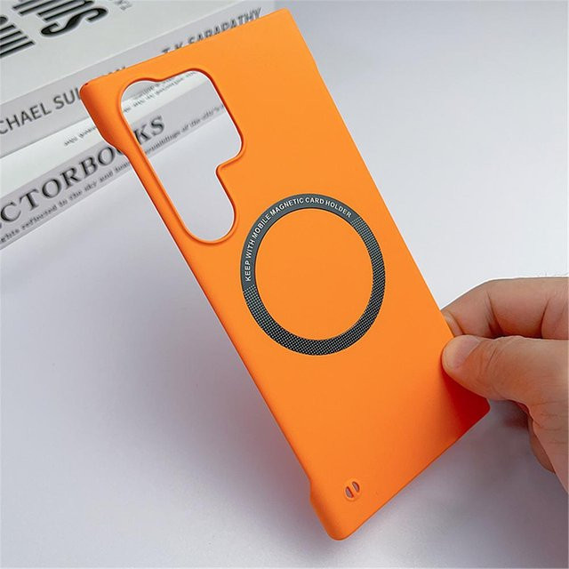 Ultradünne magnetische Rahmenlose MagSafe Schutzhülle für Samsung Galaxy S24 S23 S22 S21 in Orange - Bild 1