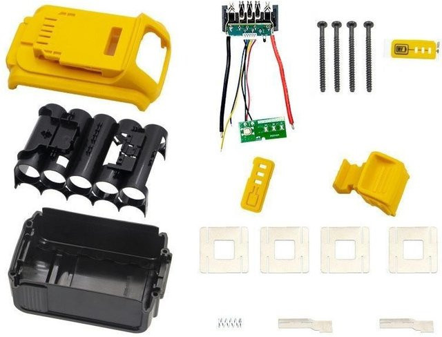 EmilyWoo Ersatzgehäuse und Leiterplatten-Set für Li-Ionen-Akkus XR 18V 20V DCB183 DCB203 DCB204 DCB200 in Gelb - Bild 1