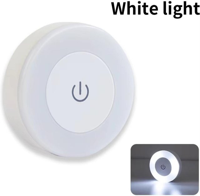 Meiteai-Home LED Nachtlicht mit Touch-Sensor, USB-wiederaufladbare runde Wandleuchte in Weiß, dimmbar und magnetisch für Flur und Schlafzimmer - Bild 1