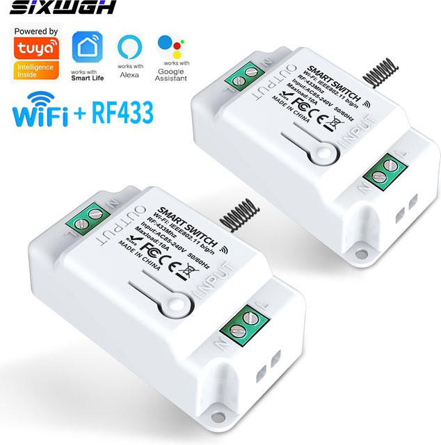 Tuya Smart WLAN Ein/Aus-Schalter in Weiß mit RF 433MHz Fernbedienungsunterstützung, kompatibel mit Smart Life App, Amazon Alexa und Google Assistant - Bild 1