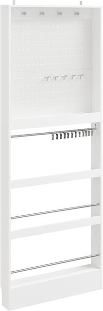 SoBuy Flurschrank mit Schuhregal und Garderobe in Weiß, Wandgarderobe mit 4 Regalböden und Kleiderstange, B/T/H: 70 x 12 x 190 cm - Bild 1
