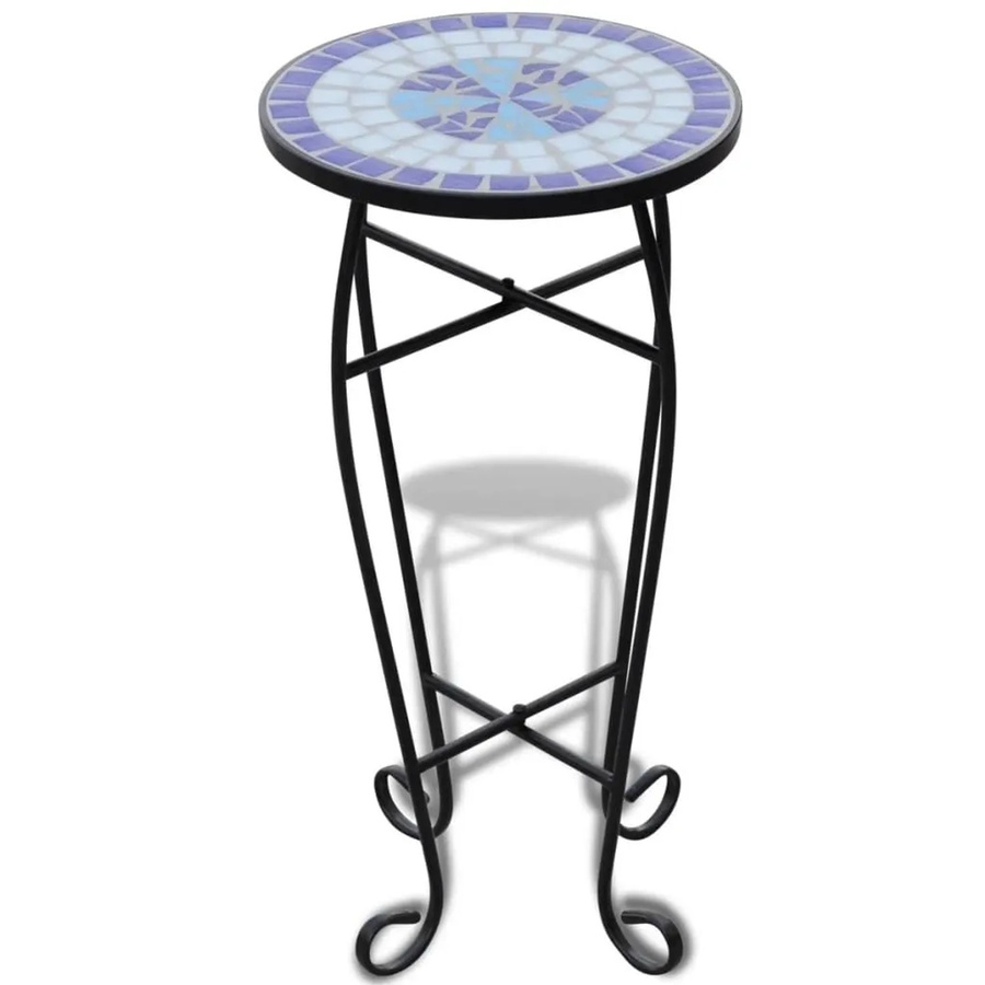vidaXL Beistelltisch mit Keramik-Mosaik in Blau und Weiß, B/T/H: 60,0 x 41,0 x 30,0 cm - Bild 2