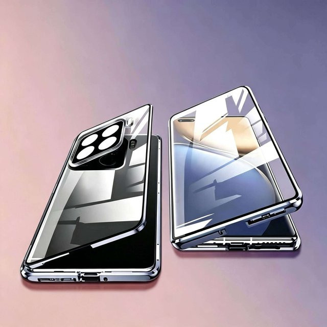 Schutzhülle für Xiaomi 17T und Xiaomi 15T Pro mit beidseitigem gehärtetem Glas, Metallrahmen und vollständigem Linsenschutz in Schwarz - Bild 1