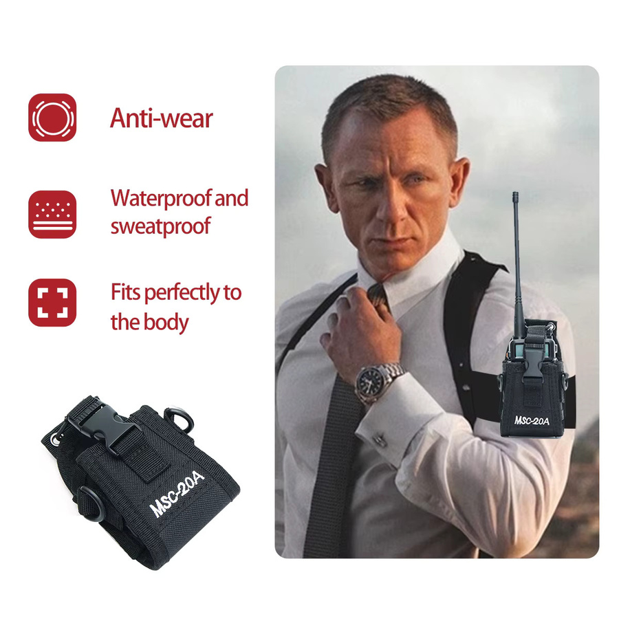 Taktische Walkie Talkie Tasche aus Oxford für Baofeng UV-21 Pro, 5R und Quansheng UV K5, Farbe: Schwarz, Molle-System für Outdoor und Sport - Bild 6