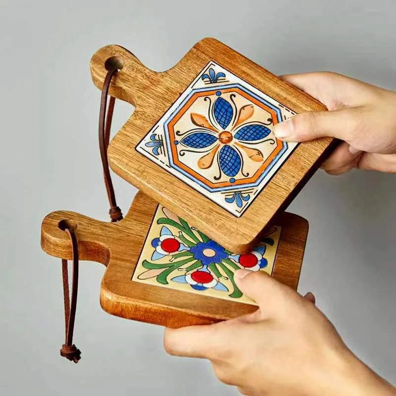 Keramik Platzsets von Yiran Furniture als hitzebeständiger Untersetzer und Verbrühschutz für Töpfe, Schüsseln und Teller, Ölfest, B/H: 20 x 14 cm - Bild 1