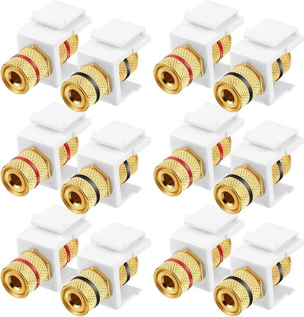 12 Stück Bananenstecker Keystone-Buchsen mit Schraubanschluss in Schwarz und Rot für Audio-Lautsprecher - Bild 1