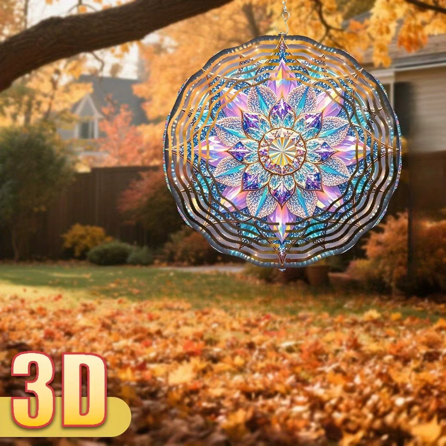 CIFBUY 3D Holographischer Kristallmuster-Windspinner in Multicolour, Kinetisches Kunst-Ornament für die Gartendekoration, Durchmesser: 25 cm - Bild 2