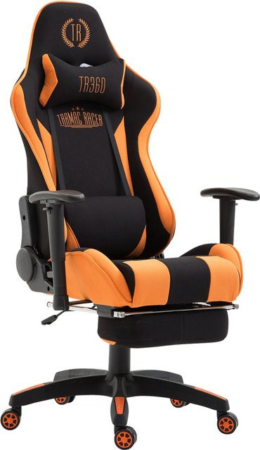 TPFLiving Gaming Bürostuhl Boack aus Stoff mit Fußablage Schwarz/Orange B/T/H: 67 x 58 x 137 cm - Bild 1