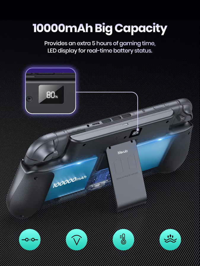 NEWDERY Akku für Nintendo Switch 2, externe Akkuladestation mit 10.000 mAh und verstellbarem Ständer, Schwarz - Bild 2