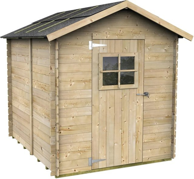 Holzhaus Greta Bh16 aus Tannenholz in Grau und Braun, B: 178 cm, H: 218 cm - Bild 1