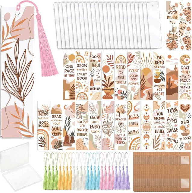 DIY Lesezeichen-Bastelset mit Acryl-Anhängern, Heißtransferfolien und Polyester-Quasten in Multicolour - Bild 1