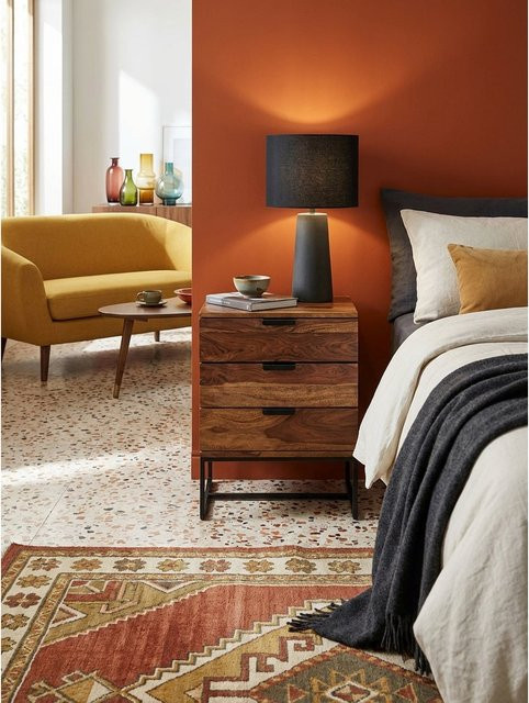Nachttisch KADIMA DESIGN aus Massivholz und Metall in Braun im Industrial-Stil, B/T/H: 50 x 40 x 65 cm - Bild 1