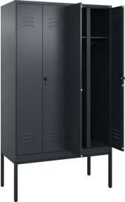 C+P Spind Classic PLUS Schwarz-Weiß-Spind mit 4 Abteilen, Farbe: Anthrazitgrau und Schwarz, B/T/H: 120 x 50 x 212 cm - Bild 1