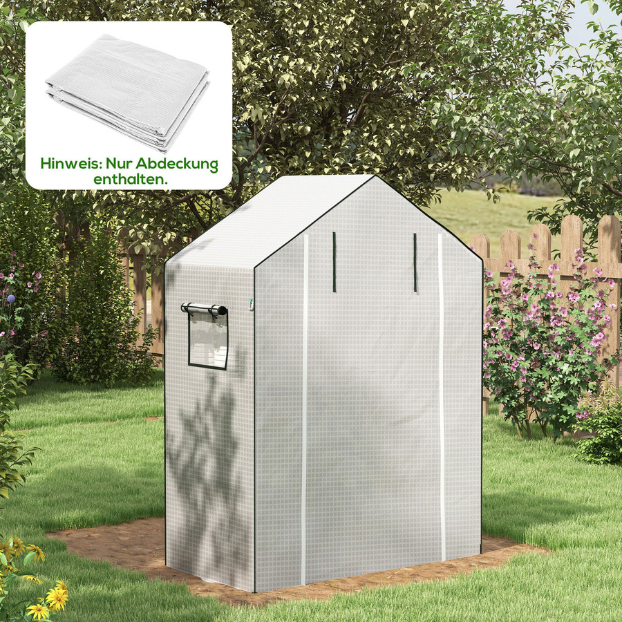 Outsunny Ersatzfolie für Gewächshaus mit UV-Schutz und Seitenfenstern, Weiß, B/T/H: 140 x 73 x 190 cm - Bild 2