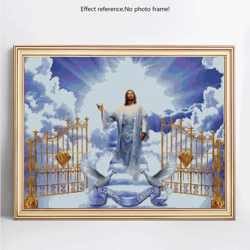 FIYO 5D DIY Diamond Painting Set Motiv Religion Porträt in Blau, Leinwand Querformat, B/H: 30 x 30 cm - Bild 1