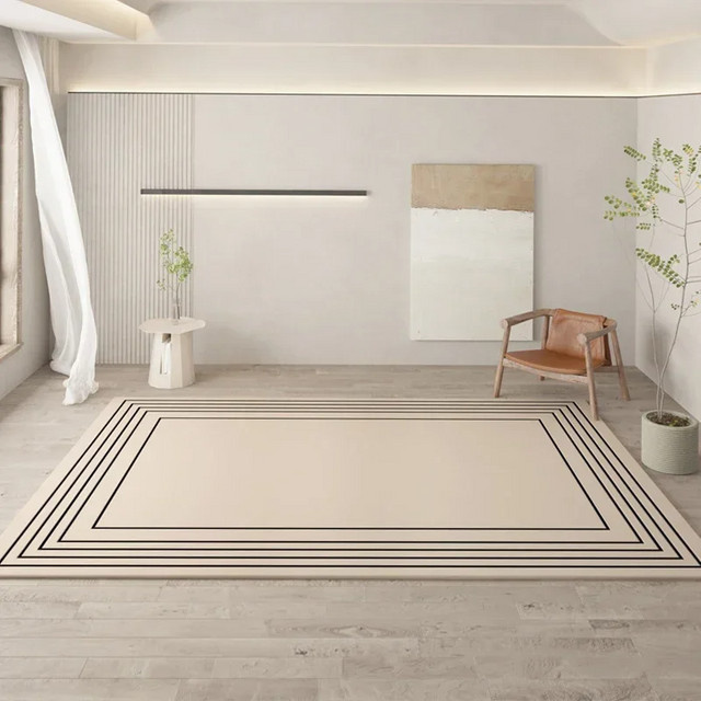 VIKAMA Teppich in Off-White mit abstraktem Linien-Design, weich und modern für Wohnzimmer oder Schlafzimmer, B: 150 cm, T: 100 cm - Bild 1