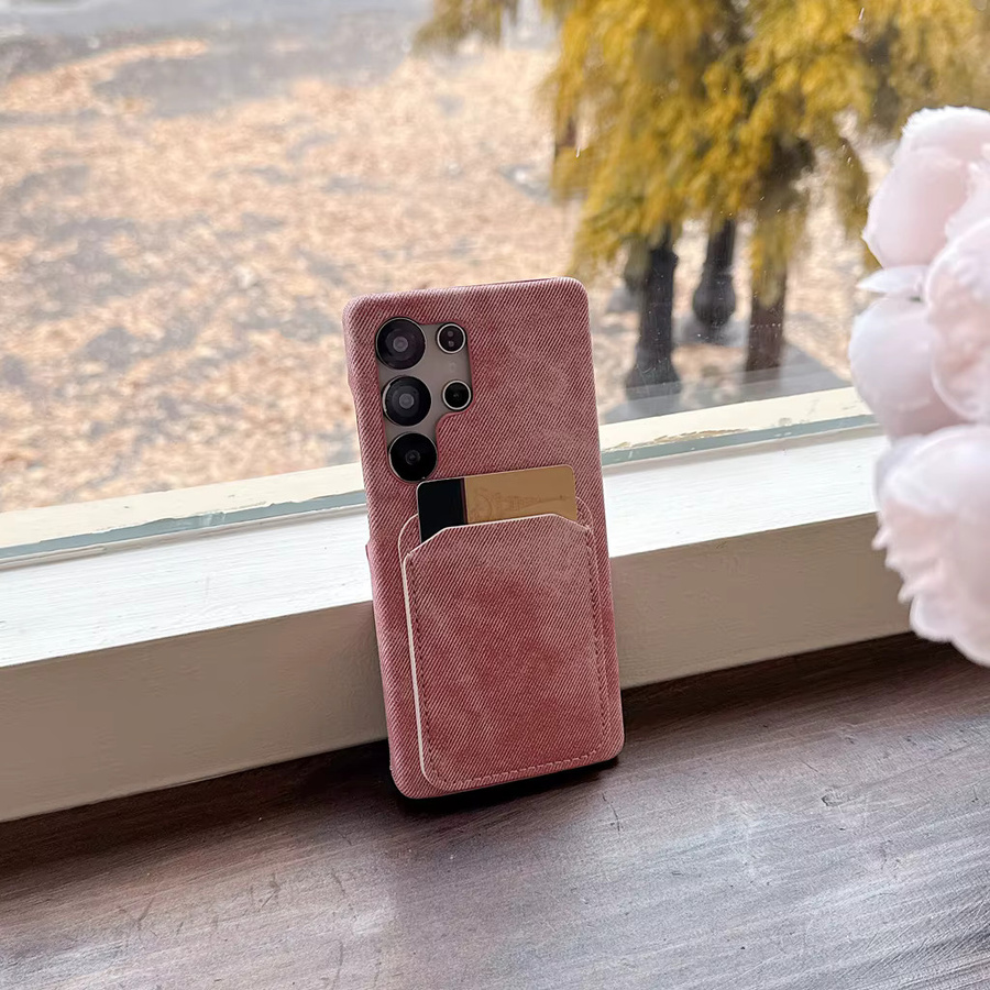 Samsung Galaxy S22 S23 S24 S25 Ultra Handyhülle mit Retro Denim Textur und Kartenhalter in Blau - Bild 2