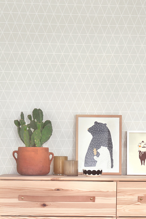 Majvillan Tapete Viggo in Soft Grey und Cream White, Vlies-Tapete mit geometrischem Abstract-Muster im skandinavischen Design für Kinderzimmer - Bild 1
