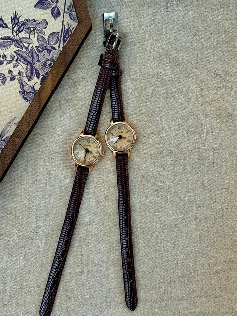LSVTR Armbanduhr, Quarz, Leder, kaffeefarben, rund, Damen - Bild 1