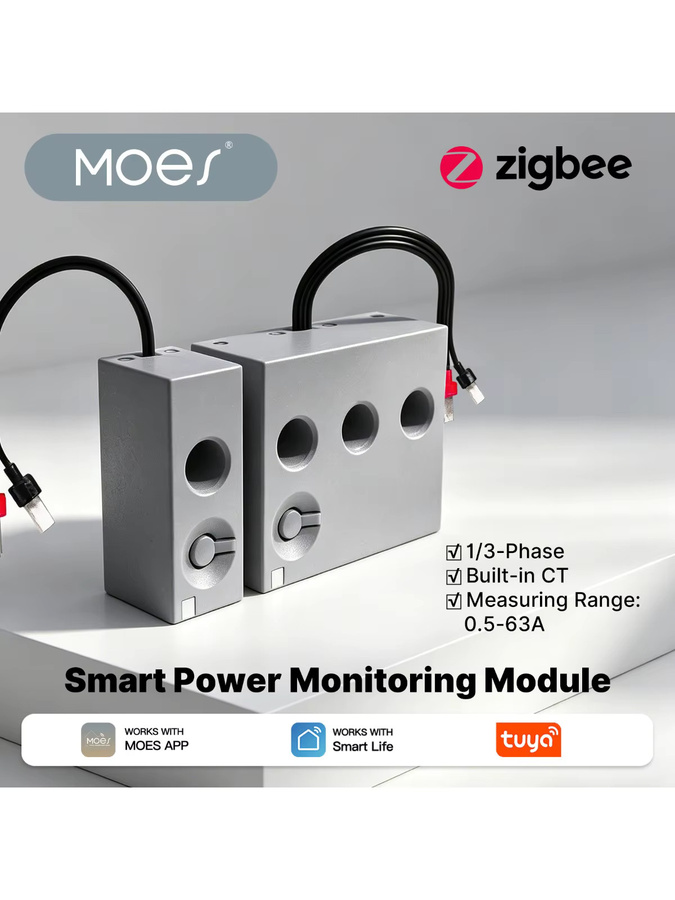 MOES Zigbee Smart Power Metering Modul Tuya Stromverbrauchsmonitor 63A mit integriertem Stromwandler - Bild 3