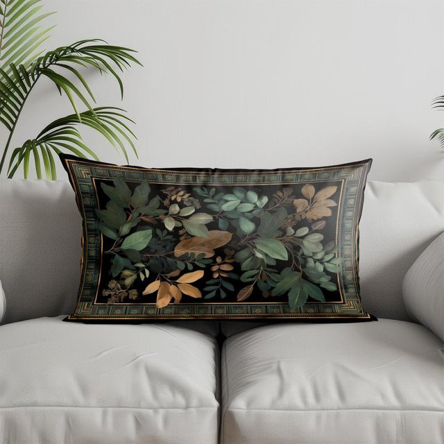 JMG Clothing Rechteckiger Kissenbezug mit gotischem Blumenmuster in Schwarz, B/H: 50 x 30 cm - Bild 1