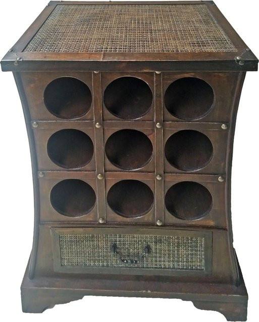 DELUKE Weinregal KUKO im Kolonialstil aus Holz in Dunkelbraun, B/T/H: 58 x 46 x 29 cm - Bild 1