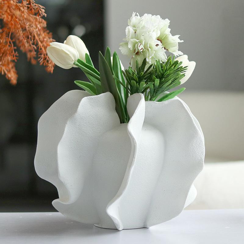 Moderne abstrakte Blütenblatt Vase als luxuriöses Deko-Ornament für Wohnzimmer und Hotel, Höhe: 25,0 cm, Breite: 21,0 cm, Tiefe: 25,0 cm - Bild 3