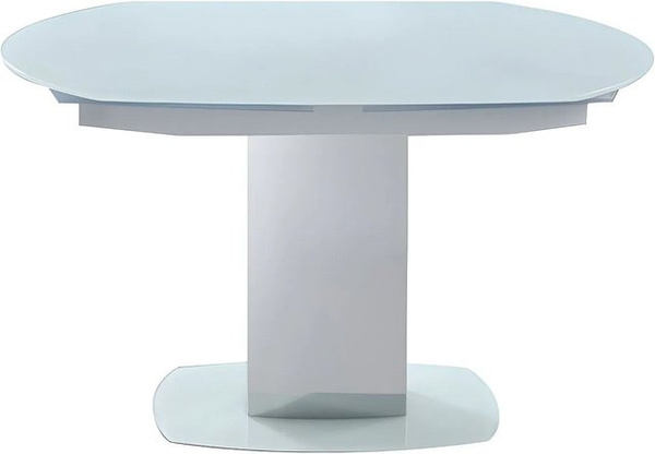 Vente-unique Esstisch Talicia Weiß aus Glas und Edelstahl, ausziehbar und drehbar, B/T/H: 190 x 130 x 75 cm