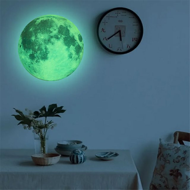 ZQNYCY Glow in the Dark Mond Wandaufkleber 3D leuchtender Planet Aufkleber für Kinderzimmer und Babyzimmer, Durchmesser: 12,0 cm - Bild 1