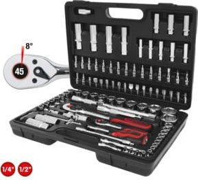KS Tools CHROMEplus Steckschlüssel-Satz aus Chrom-Vanadium, 96-teilig, 1/4 Zoll und 1/2 Zoll, Silber - Bild 1