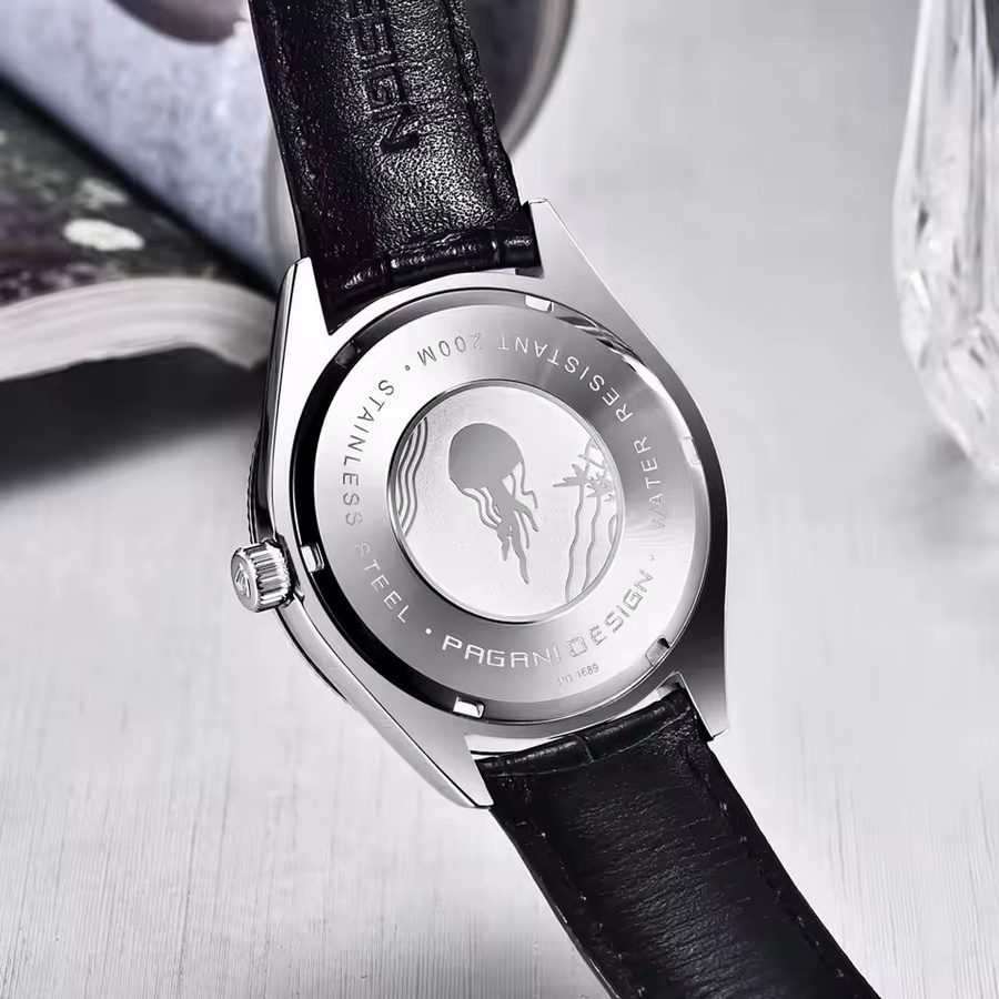PAGANI DESIGN Armbanduhr, Quarz, Edelstahl, Leder, 40 mm, Herren - Bild 4