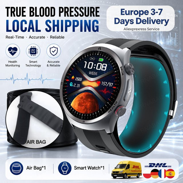 MTIMENX Smartwatch für Männer in Blau mit EKG, Blutdruckmessung und Wasserdichtigkeit - Bild 1