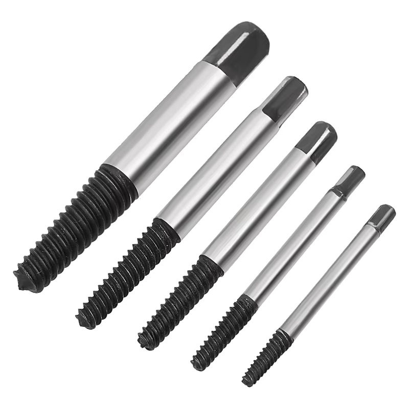 DIYWORK Schraubenausdreher-Set zum Entfernen gebrochener Bolzen und beschädigter Schrauben, 5-teilig, Silber - Bild 2