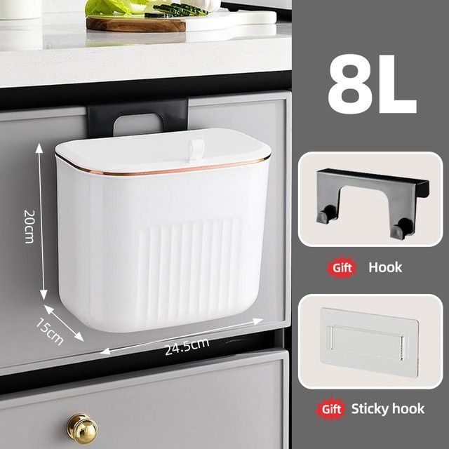 Simplehuman Wandmontierter Badezimmer-Mülleimer mit Deckel, wasserdichter schmaler Mülleimer für Küche und Bad, Weiß/Transparent, 11L - Bild 1