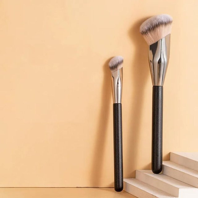 LChome Foundation-Make-up-Pinsel, 2 Stück, schräger Kopf, beige - Bild 1