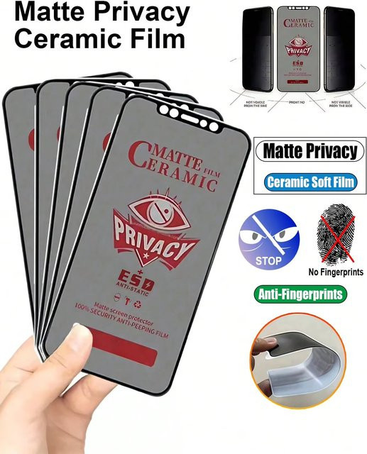 Privatsphäre Keramik Membran Film Frosted Anti-Spy Screen Protector für Apple iPhone 17 Pro Max 16 15 14 13 12 11 Air - Bild 1