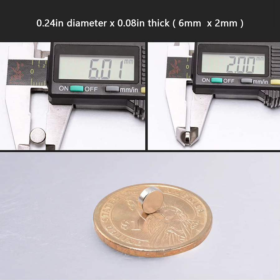 100 Stück runde Mini-Magnete aus Metall in Silber, Durchmesser: 6 mm, Dicke: 2 mm für Whiteboard, Kühlschrank und DIY-Projekte - Bild 2