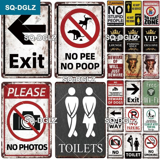 Vintage-Warnschild aus Metall von CIFBUY als Wanddekoration für Toilette oder Bar, Mehrfarbig, Breite: 30,0 cm, Höhe: 20,0 cm - Bild 1