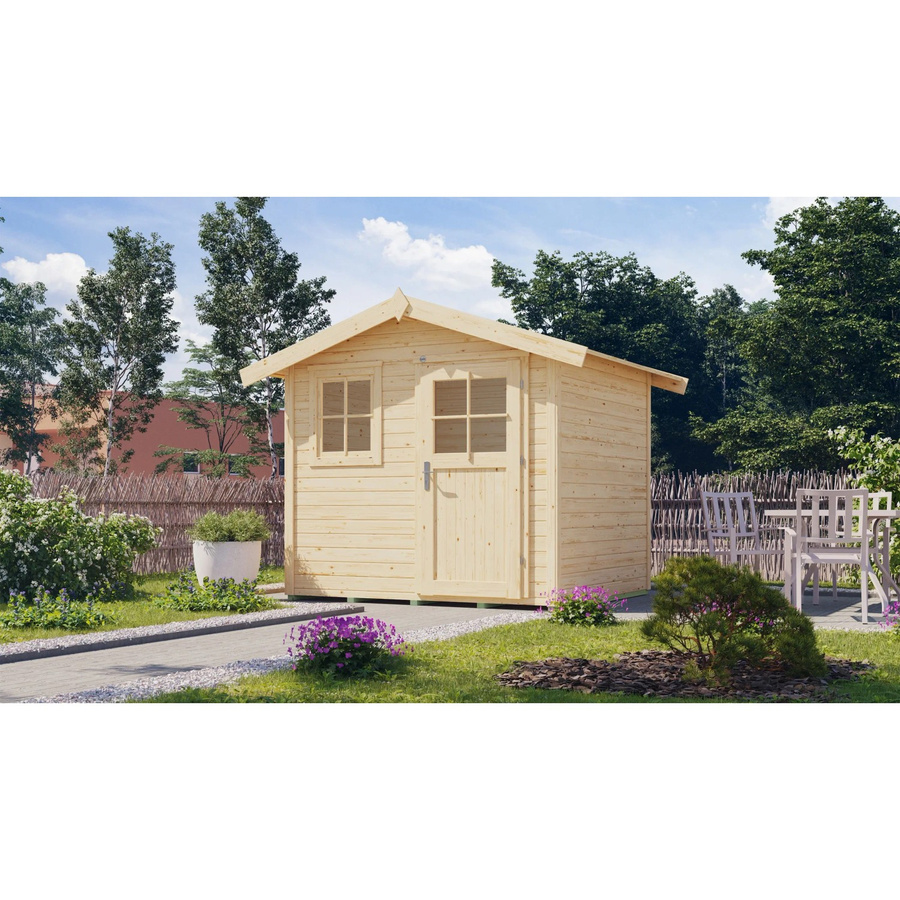 WEKA Gartenhaus 123 Gr.1 mit Satteldach aus Fichtenholz in Beige, B/H/T: 306 x 237 x 205 cm - Bild 2