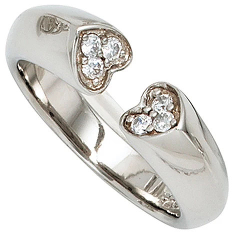 Colfem Ring Herz, 925 Silber, Zirkonia, Damen, Ringgröße 58 - Bild 1