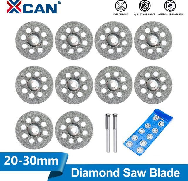 XCAN 12 Stück Diamant-Trennscheiben Set in Silber für Dremel-Drehwerkzeuge und Mini-Bohrdorne - Bild 1