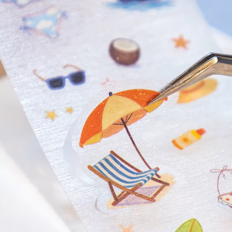 Mr.Paper Washi-Klebeband Summer Vibe, gestanztes Folien-Dekorband in Multicolour für Scrapbooking und DIY-Bastelarbeiten, Länge: 200 cm - Bild 1