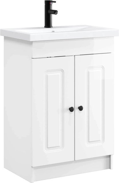 vidaXL Badezimmermöbel-Set modern in Weiß Hochglanz mit Schrank und Regalen, B/T/H: 78,5 x 37,5 x 81 cm - Bild 1