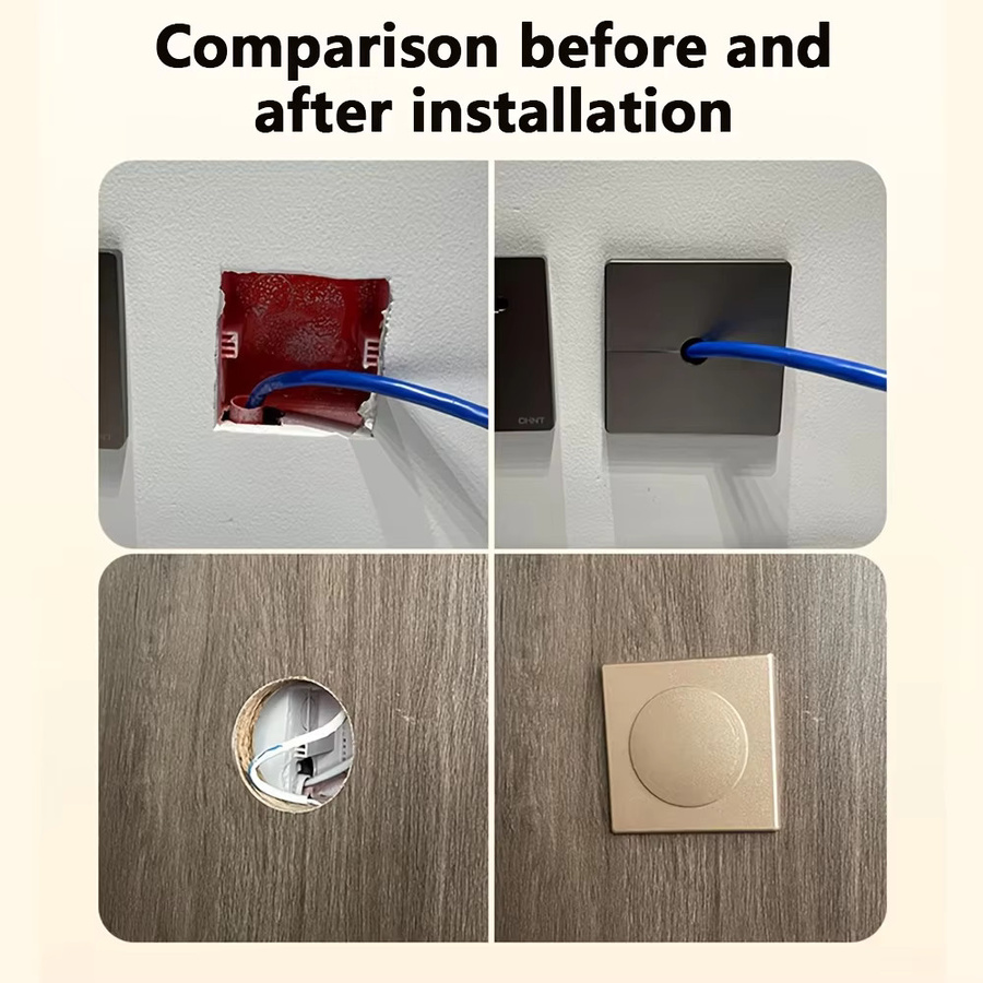 3er-Set quadratische Wand-Flanschplatten in Weiß, Abdeckplatten für Wasserleitungen und Kabel mit 8,6 cm Durchmesser - Bild 2
