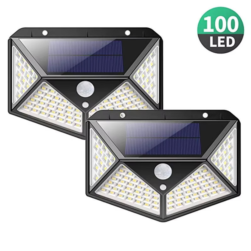 XIWANGFIRE Solarbetriebene LED Wandleuchte mit 100 LEDs und Bewegungssensor, Wasserdichte Außensicherheitslampe in Schwarz für Garten, Zaun und Weg - Bild 7