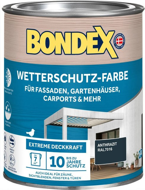 Bondex Wetterschutz-Farbe für Holz in Anthrazit RAL 7016, 0,75 l - Bild 1