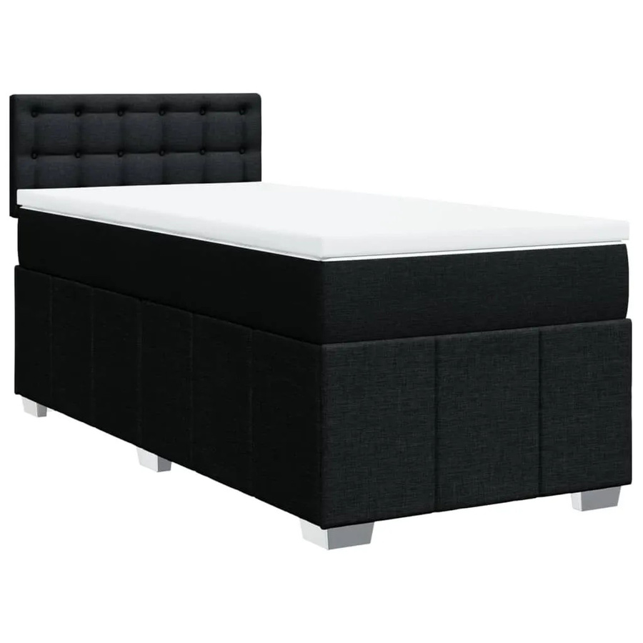 vidaXL Boxspringbett Hybrid mit Matratze und Taschenfederkern, Schwarz, B/T: 90 x 190 cm - Bild 2